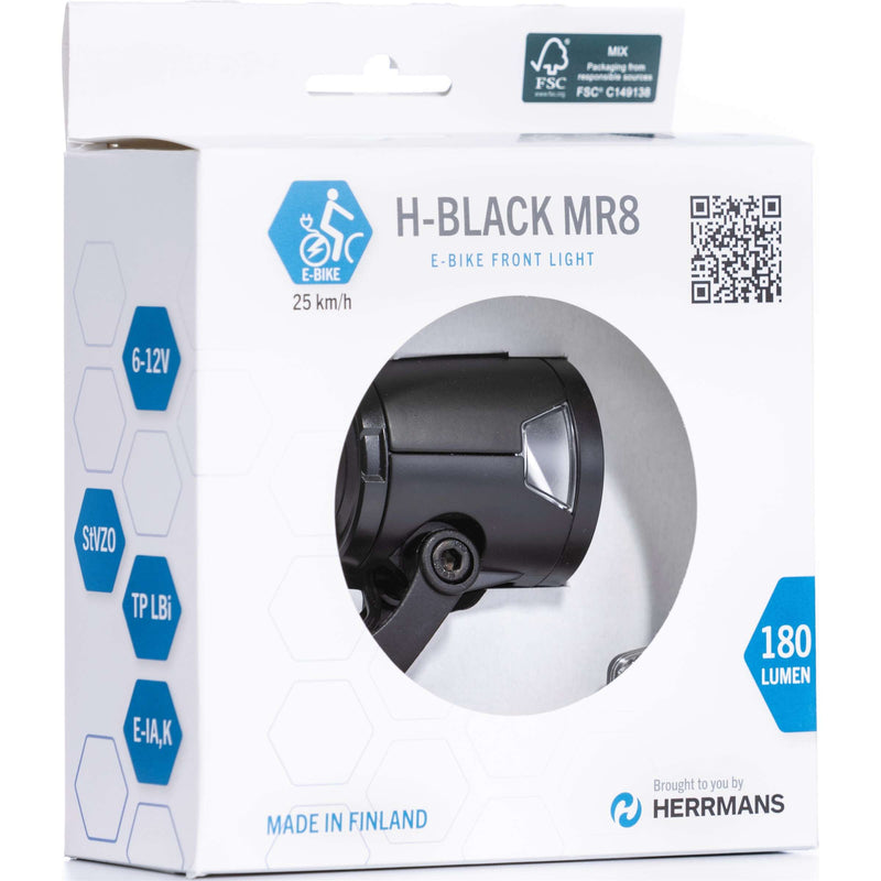 Load image into Gallery viewer, Koplamp Herrmans H-Black MR8 E 6-12 Volt - met houder - 180 lumen
