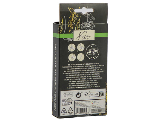 Nassau acryl marker set goud zilver - 5st.