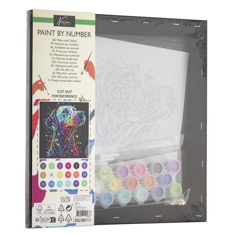 Load image into Gallery viewer, Nassau schilderen op nummer zwart canvas hond, 30x30cm
