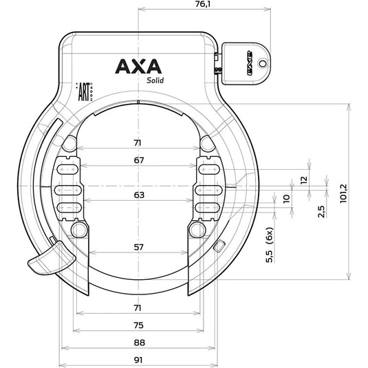 Axa ringslot solid zwart spatbordbevestiging (kaart)