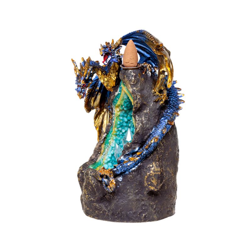 Load image into Gallery viewer, Draak met kristalgrot led backflow wierookhouder
