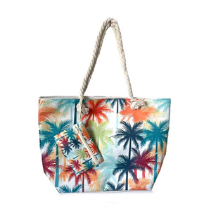Meerkleurige palmbomen strandtas etui set