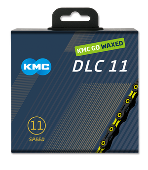 Kmc chain dlc 11 118l box waxed 11-speed black yellow