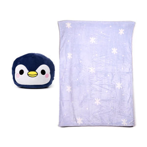 Blankeazzz adoramals nico de pinguin 2-in-1 knuffel reisdeken