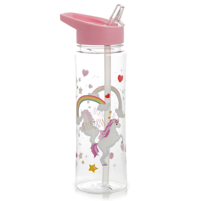 Load image into Gallery viewer, Regenboog eenhoorn tritan flip straw waterfles 550ml
