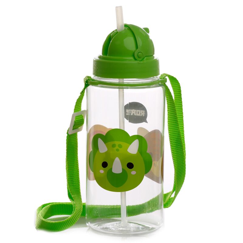 Load image into Gallery viewer, Cutiemals dinosaurus duurzame bpa-vrij 450ml kinder waterfles rietje
