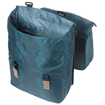 Basil dubbele fietstas elegance mik 40-49 liter - estate blauw