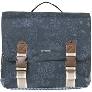 Basil dubbele fietstas bohème mik 35 liter - indigo blauw
