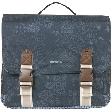 Basil dubbele fietstas bohème mik 35 liter - indigo blauw