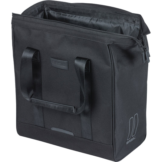Basil tas grand fietsshopper zwart | mik hooks | 23l