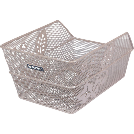 Basil fietsmand cento flower achtermand 24 x 38,5 x 11 cm - nude metallic