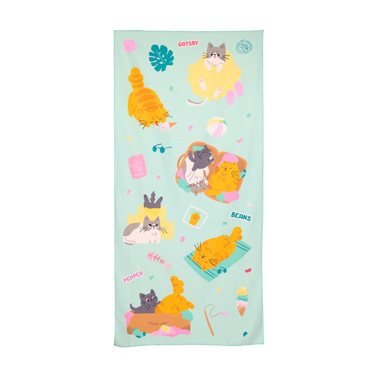 Beans co katten microvezel strandhanddoek