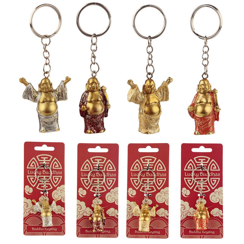 Load image into Gallery viewer, Chinese lachende boeddha glitter sleutelhanger
