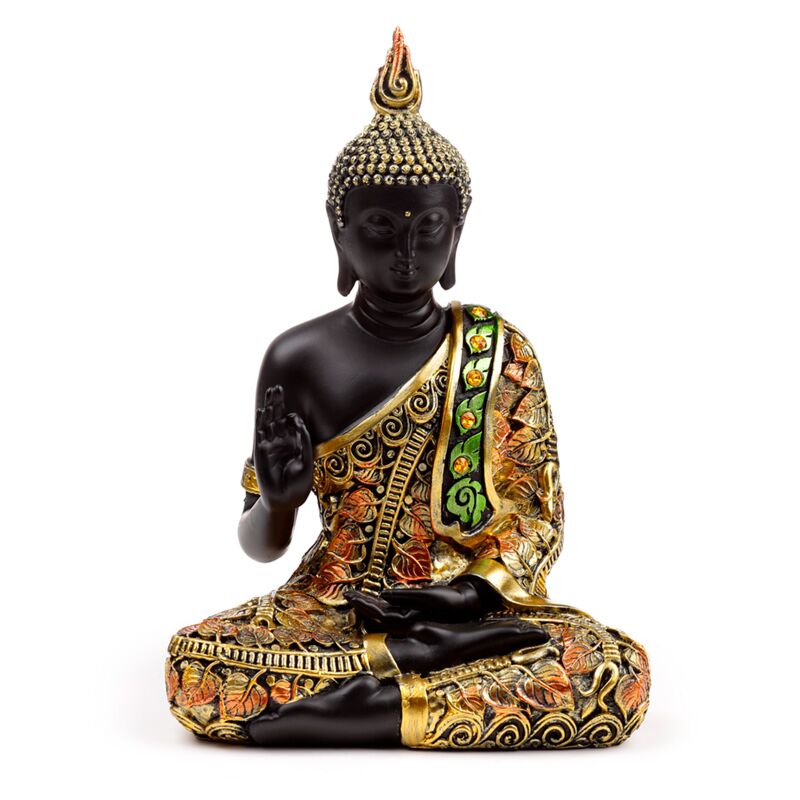 Load image into Gallery viewer, Zwart oranje thaise boeddha meditatie
