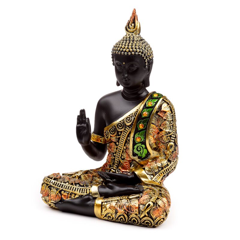 Load image into Gallery viewer, Zwart oranje thaise boeddha meditatie
