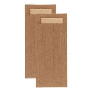 Bestekzakje pochette kraft met naturel servet (600 stuks)