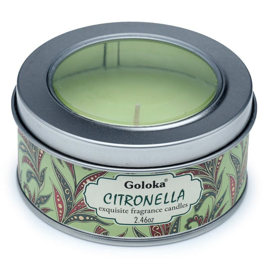 Goloka citronella paraffine wax geurkaars in blik