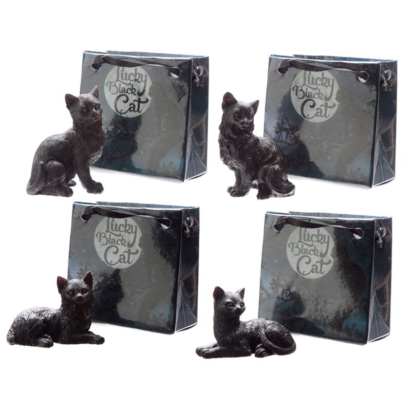 Load image into Gallery viewer, Zwarte gelukskat in mini cadeautasje
