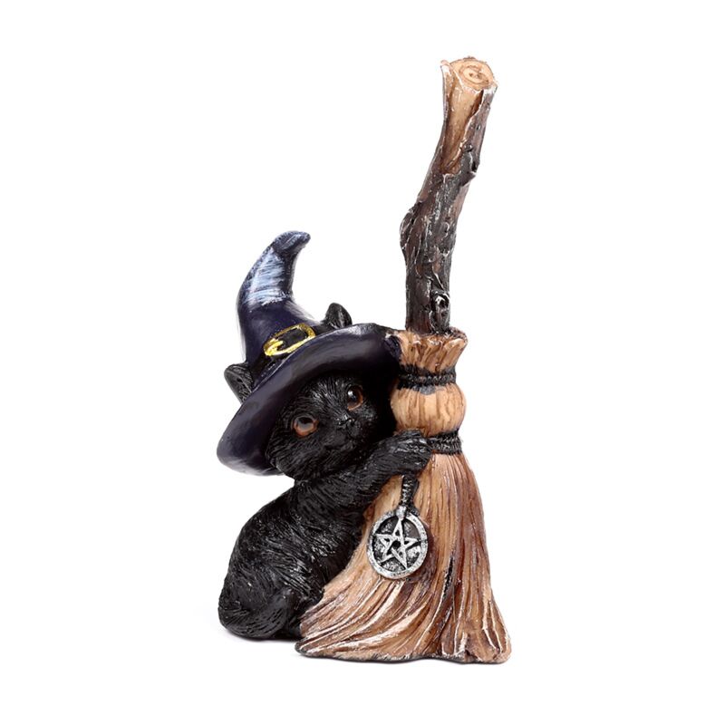 Load image into Gallery viewer, Heksen zwarte kat met bezem
