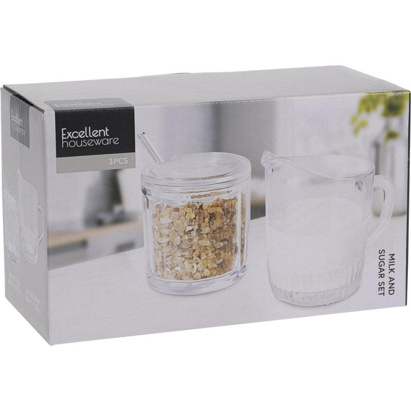 Load image into Gallery viewer, Excellent houseware suiker en melkset glas 3-delig
