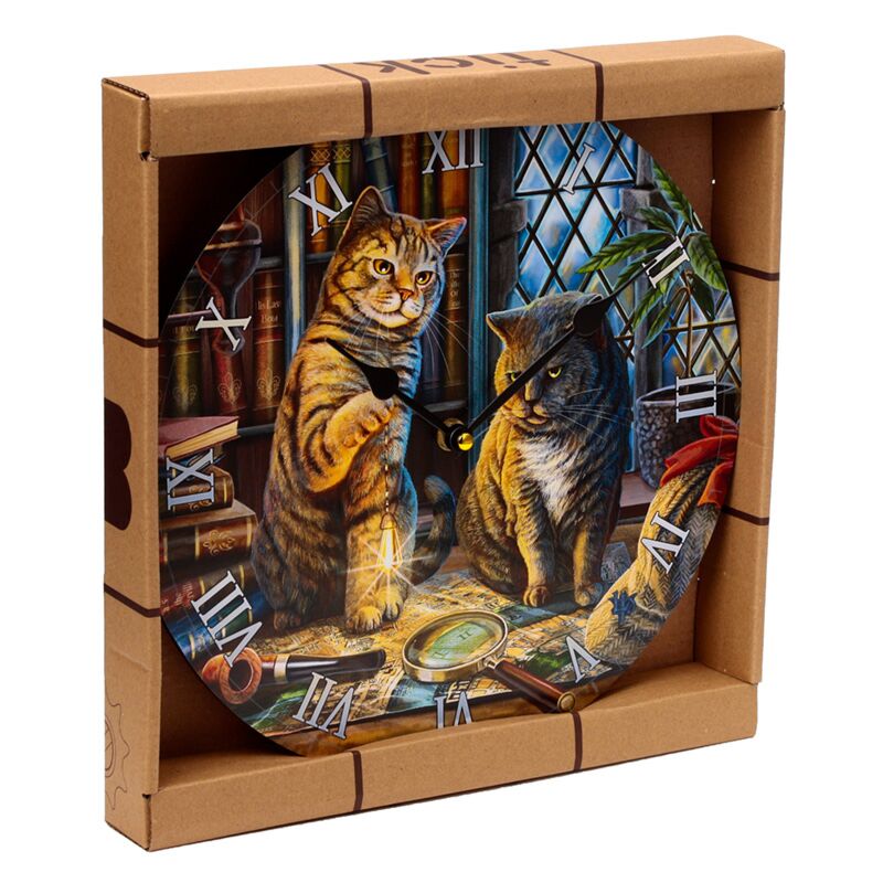 Load image into Gallery viewer, Lisa parker purrlock holmes kat bedrukte klok
