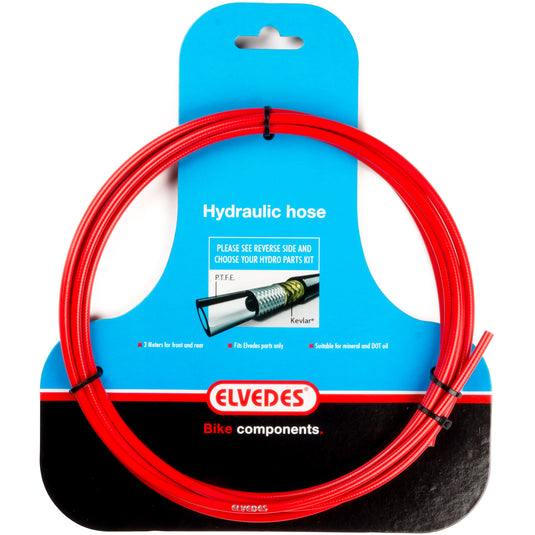 Hydraulische leiding Elvedes met PTFE voering en kevlar protectie - rood (3 meter op kaart)