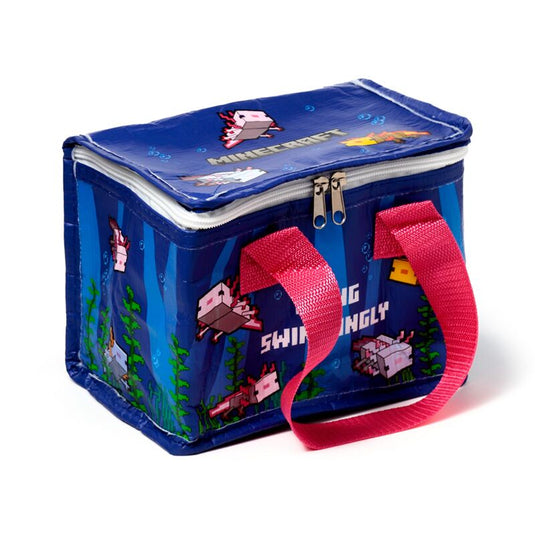 Minecraft axolotl rpet duurzame koeltas lunchtas