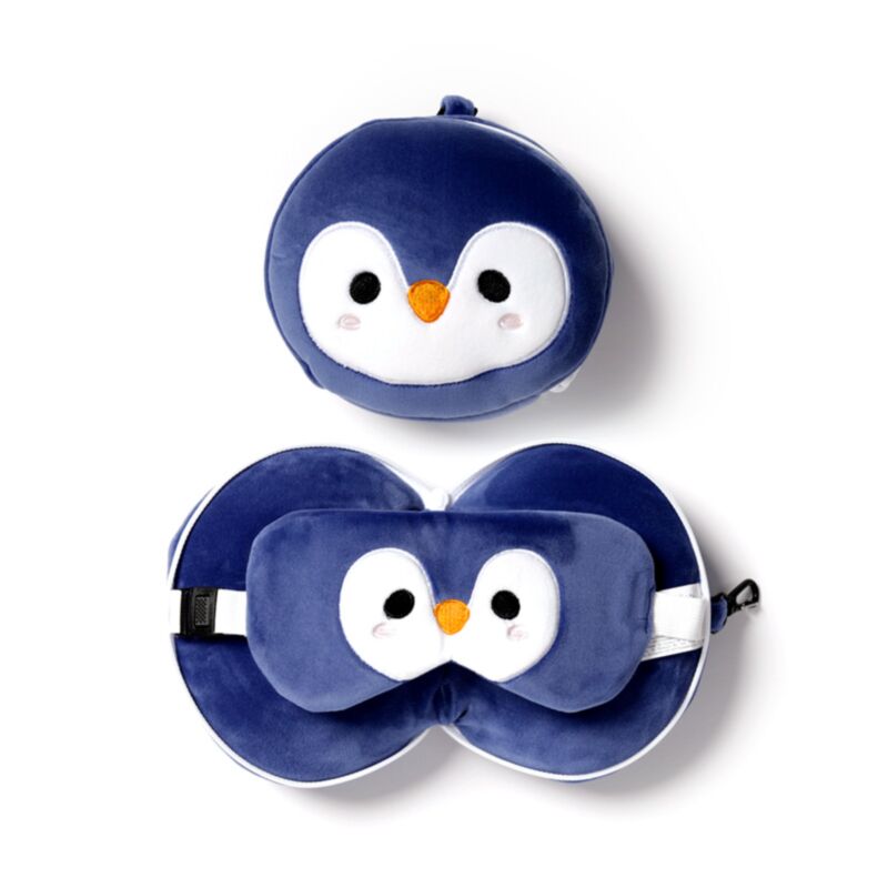 Load image into Gallery viewer, Ty relaxeazzz pluche pinguïn rond reiskussen slaapmasker
