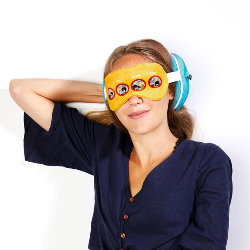 Load image into Gallery viewer, Ty relaxeazzz yellow submarine rond pluche reiskussen slaapmasker
