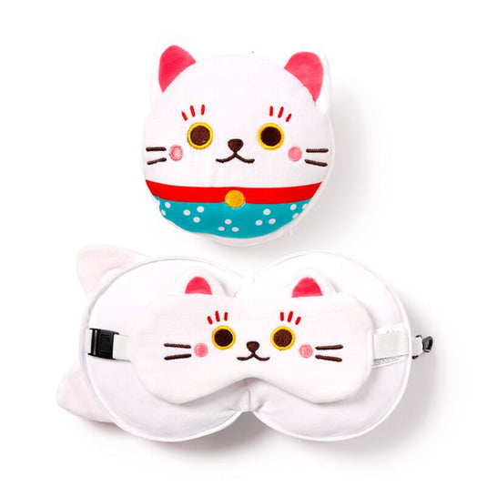 Ty relaxeazzz maneki neko gelukskat rond reiskussen slaapmasker