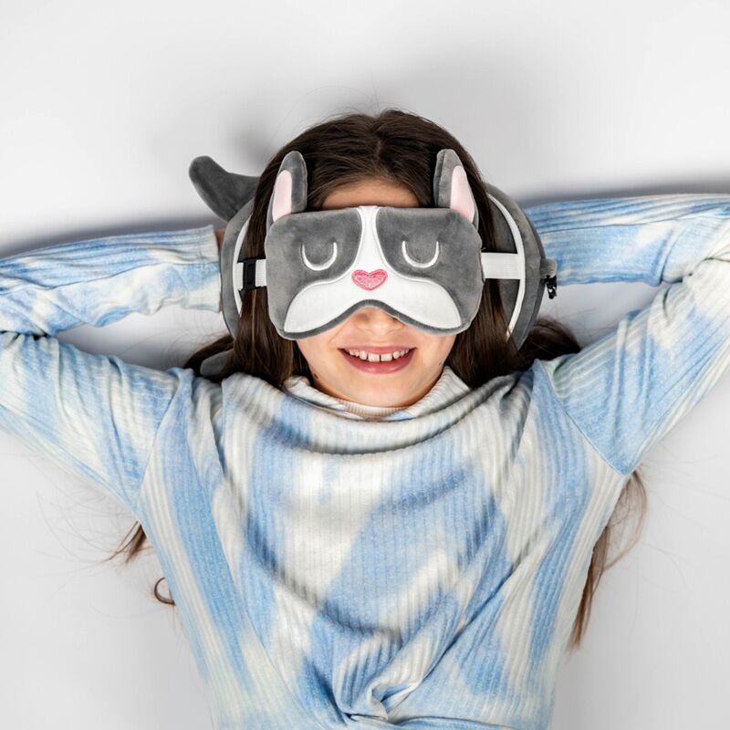 Load image into Gallery viewer, Relaxeazzz franse bulldog rond reiskussen slaapmasker
