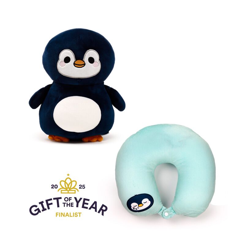 Load image into Gallery viewer, Swapseazzz adoramals pinguin 2-in-1 pluche reiskussen
