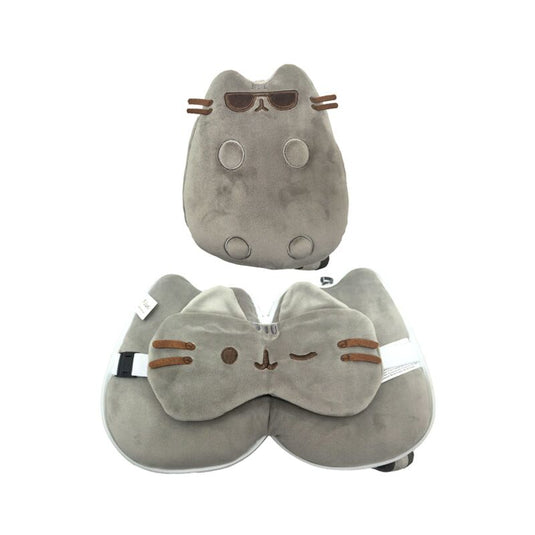 Relaxeazzz pusheen kat met zonnebril reiskussen slaapmasker