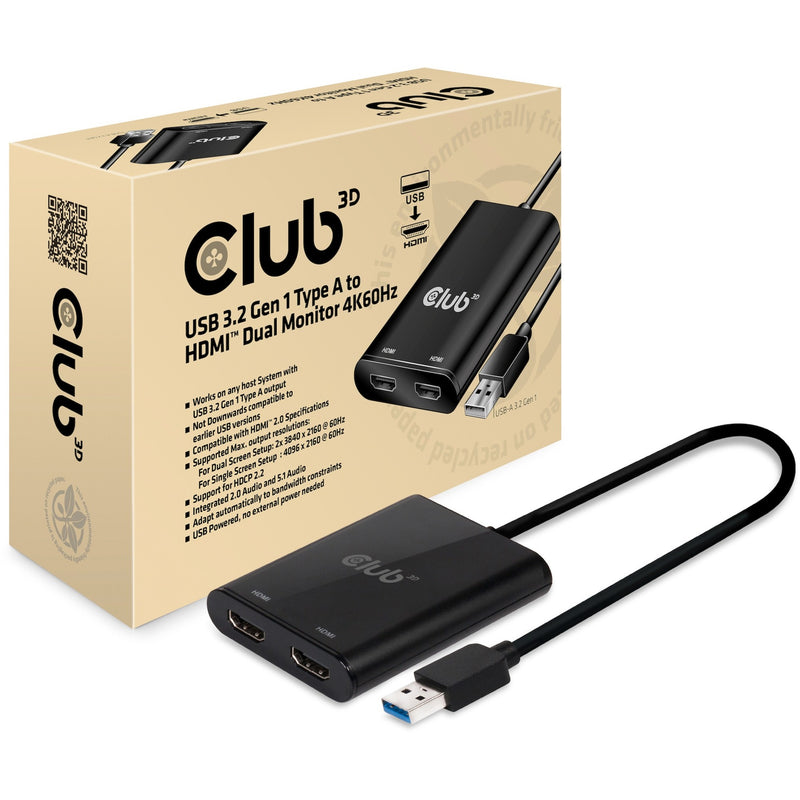 Load image into Gallery viewer, Club 3D USB 3.2 Gen1 Type A naar HDMI Dual Monitor 4K 60Hz
