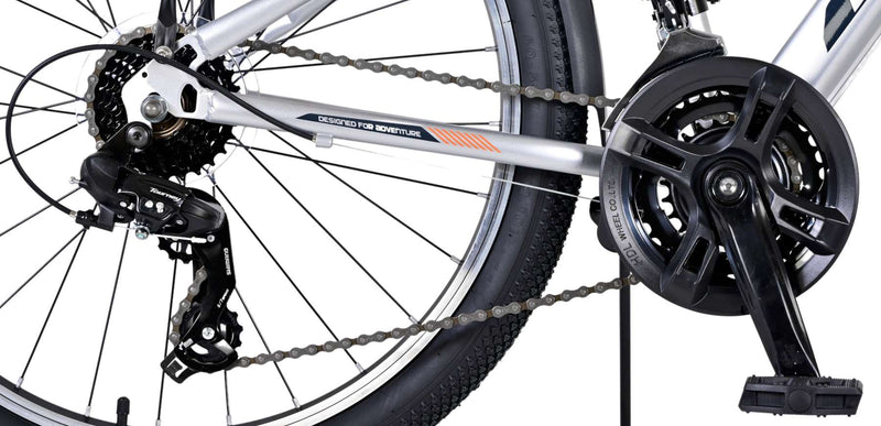 Load image into Gallery viewer, Volare Cross Kinderfiets Jongens 24 inch Zilver 18 versnellingen Twee handremmen
