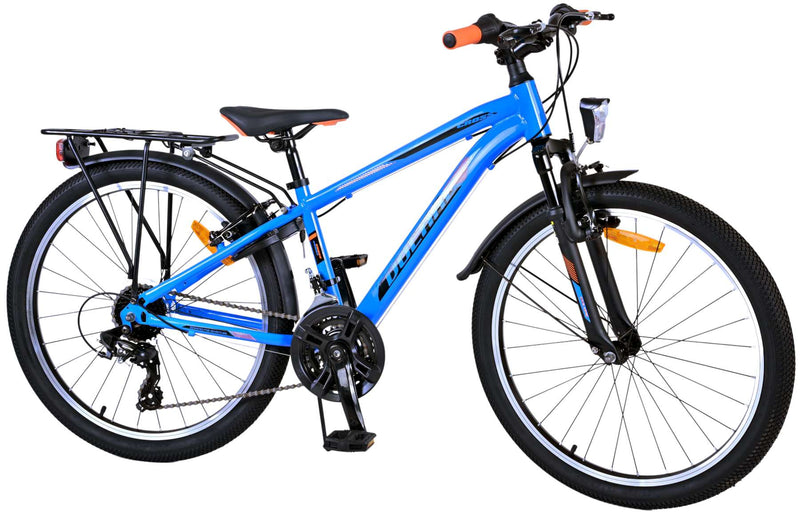 Load image into Gallery viewer, Volare Cross Kinderfiets - Jongens - 24 inch - Blauw - 18 versnellingen - Twee handremmen
