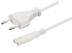 Euro naar iec320-c7 stroomkabel 3 meter - wit