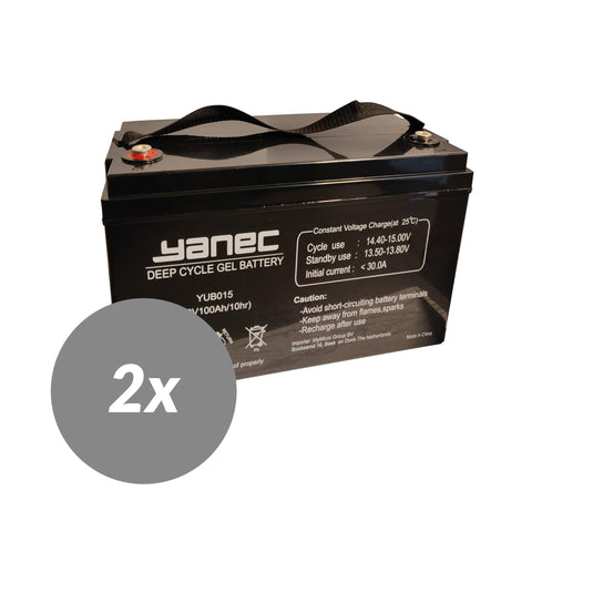 Yanec gel accu 12v 100ah vervangingsset (excl. kabels)