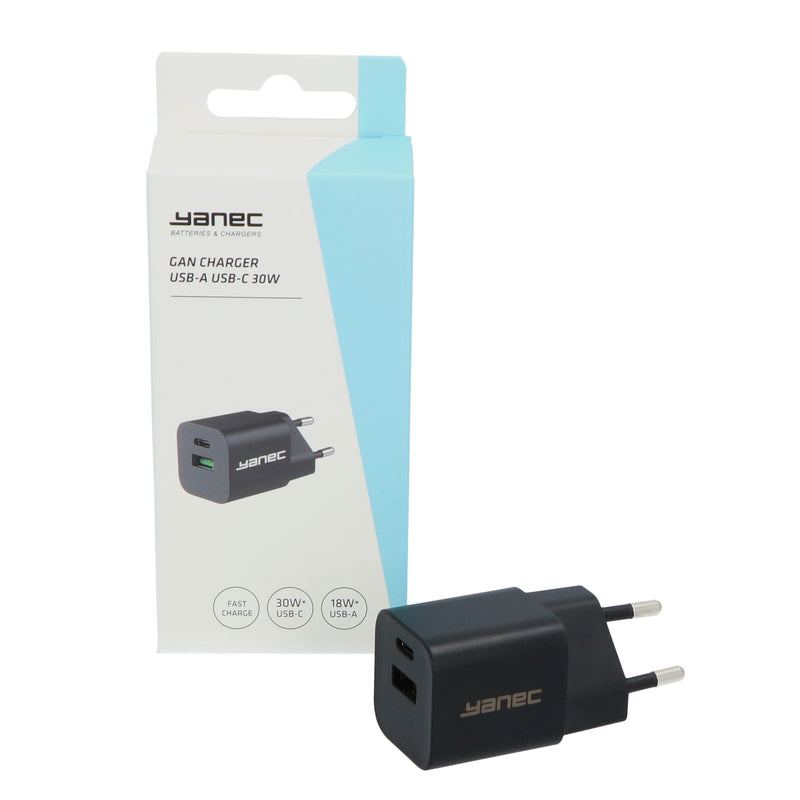 Load image into Gallery viewer, Yanec compacte gan lader usb-a usb-c 30w
