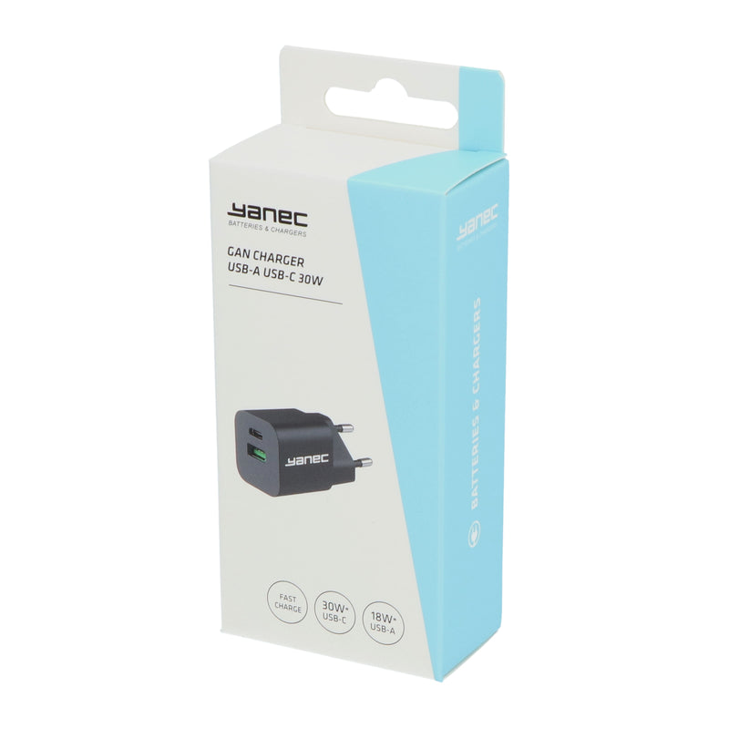 Load image into Gallery viewer, Yanec compacte gan lader usb-a usb-c 30w
