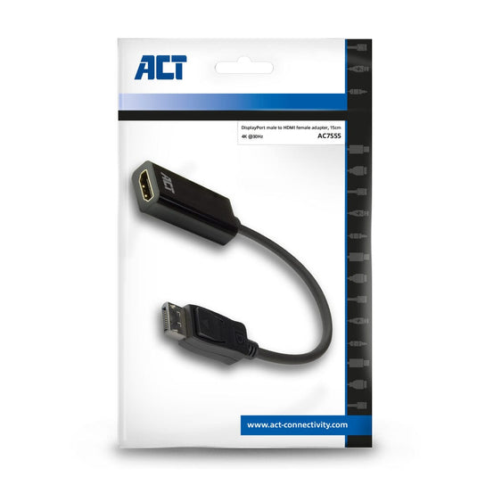 Act displayport naar hdmi female adapter, 4k, zip bag
