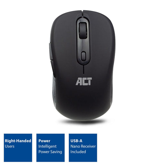 Act draadloze muis, usb nano-ontvanger, 1600 dpi, zwart