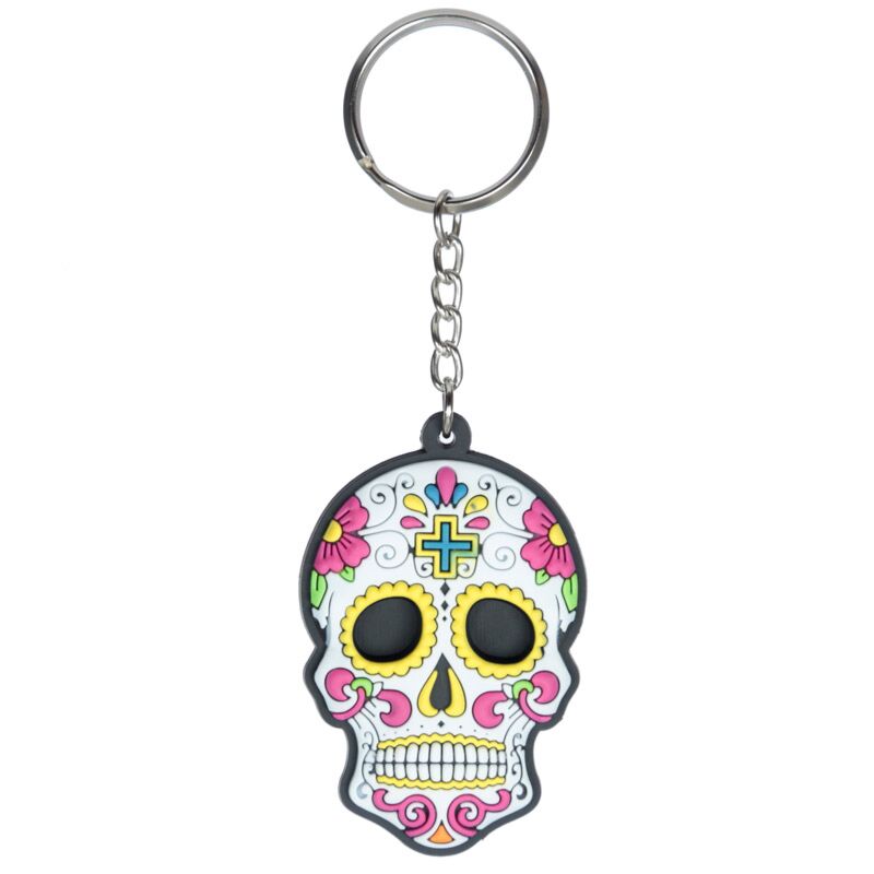 Load image into Gallery viewer, Dia de los muertos mexicaans doodshoofd pvc sleutelhouder
