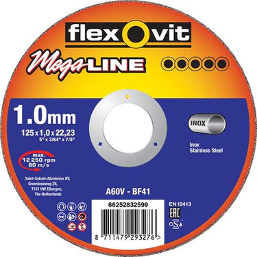Flexovit dss mega-line 125x1.0x22.23 a60v t41 rvs | 25 stuks