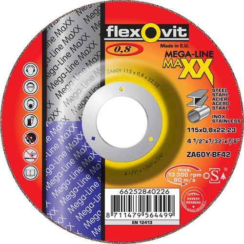 Flexovit dss maxx inox 115x0.8x22.23 za60y t42 | 25 stuks