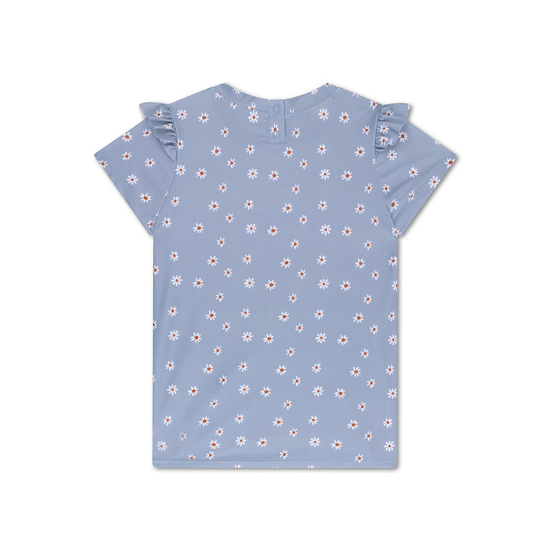 Load image into Gallery viewer, Daisy flower | blauw uv zwemshirt met korte mouwen

