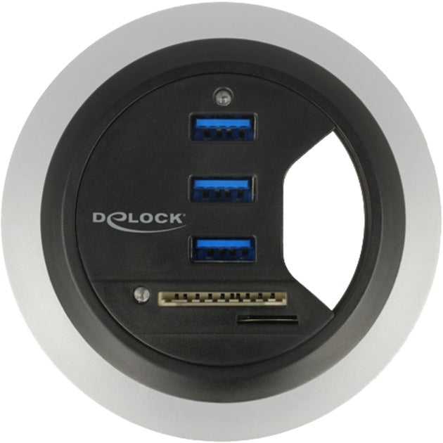 Load image into Gallery viewer, DeLOCK In-Desk Hub 3 Port USB 3.0 + 2 Slot SD Card Reader
