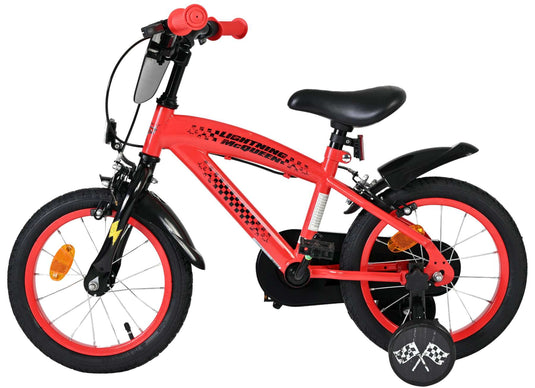 Disney autos disney cars kinderfiets - jongens - 14 inch - rood - twee handremmen