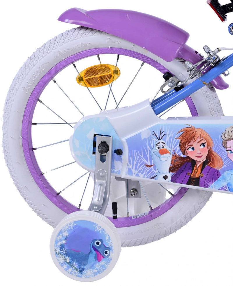 Load image into Gallery viewer, Disney Frozen 2 Kinderfiets Meisjes 16 inch Blauw Paars Twee handremmen
