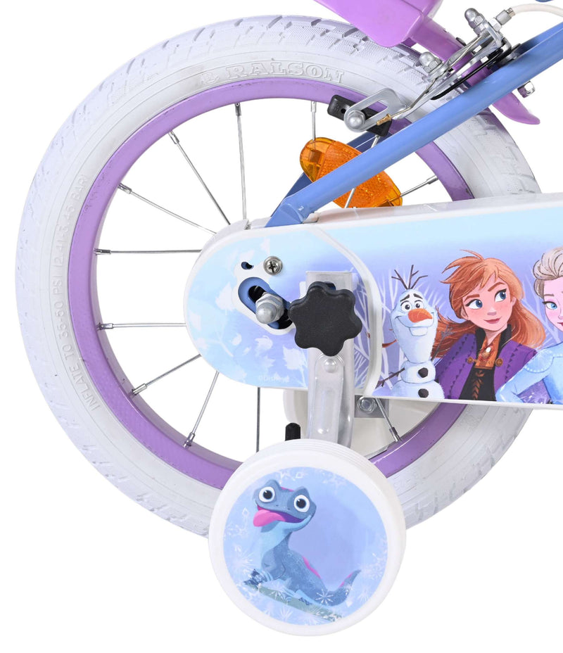 Load image into Gallery viewer, Volare disney frozen 2 kinderfiets - meisjes - 14 inch - blauw paars - twee handremmen
